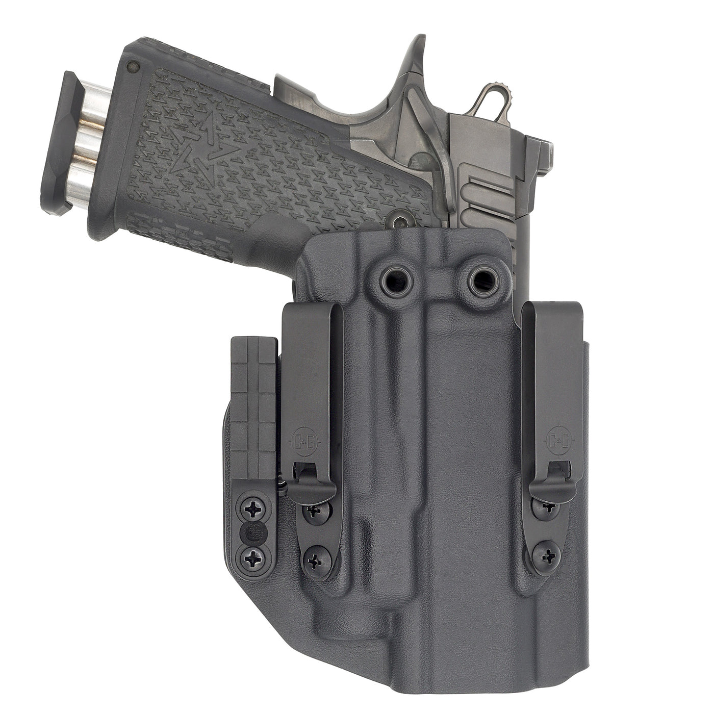 C&G Holsters Quickship IWB ALPHA UPGRADE Tactical 1911 Streamlight TLR7/a in holstered position