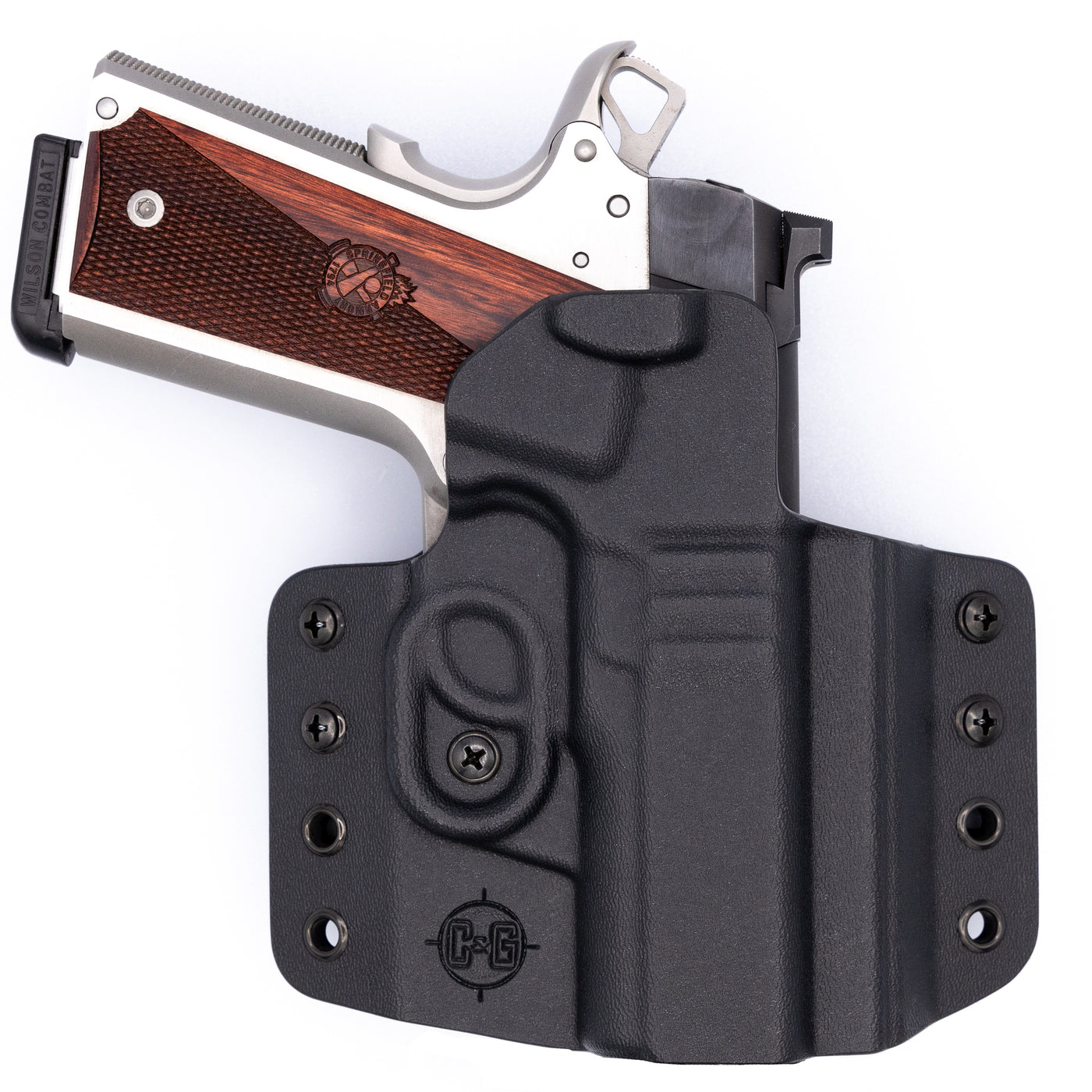 Shown is a quickship C&G Holster Covert series outside the waistband holster for a Kimber Ultra-Carry.
