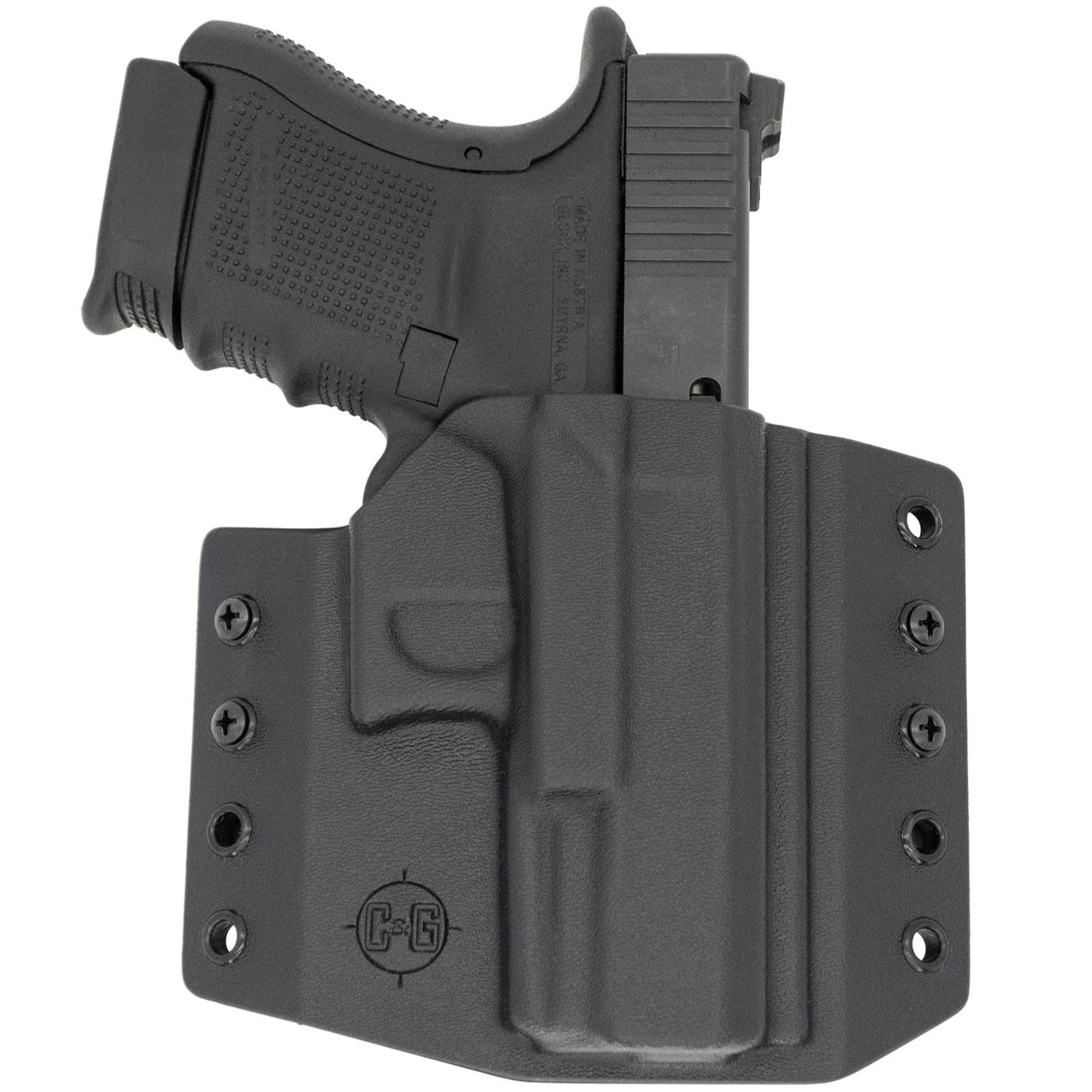 This is the custom C&G Holsters outside the waistband holster for a Glock 30sf.