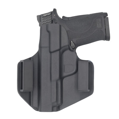 This is a C&G Holsters Covert series Outside the Waistband Smith & Wesson M&P Shield 9EZ with the firearm showing a back view.