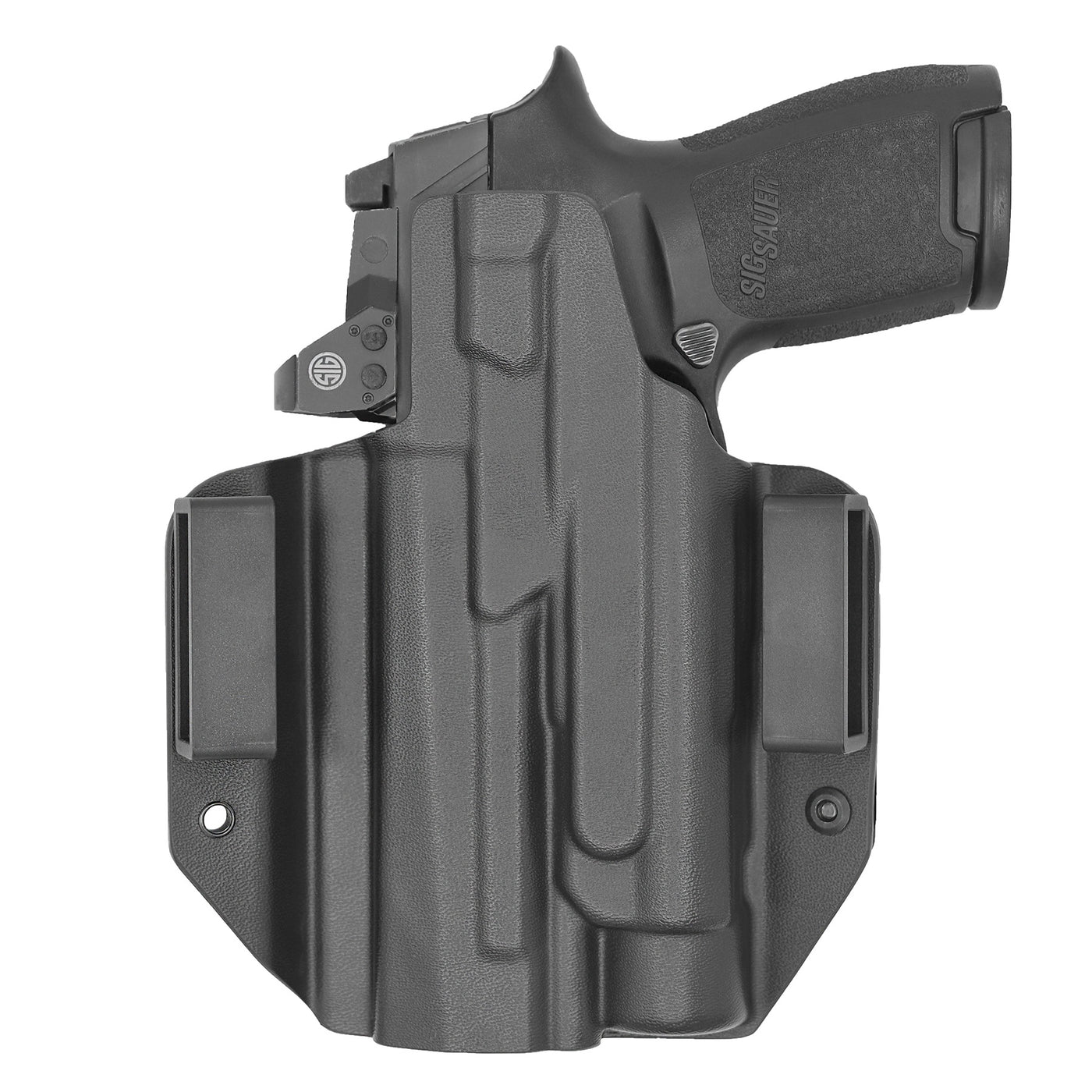 C&G holsters quickship OWB Tactical H&K 45 Streamlight TLR1 in holstered position back view