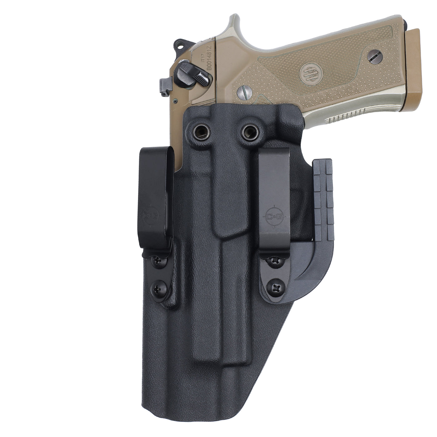 ALPHA Upgraded Holster Left Hand Front View with Gun