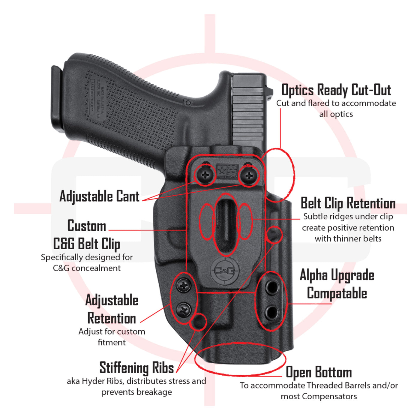 SIG P320c/M18/XCarry | IWB COVERT/ALPHA Kydex Holster | QUICKSHIP | C&G Holsters