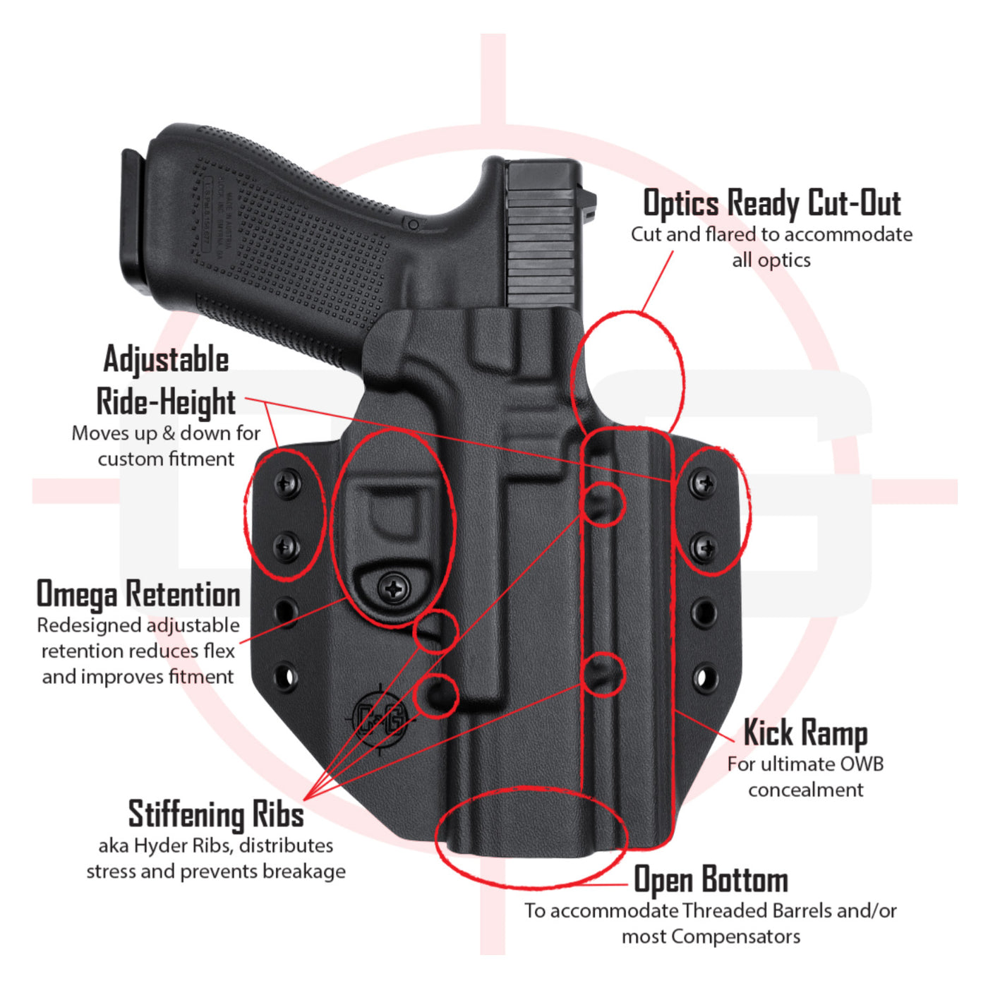 C&G Holsters 0384100 Mod 1 Holster System Iwb Black Kydex Belt Clip Fits  Sig P365 XL