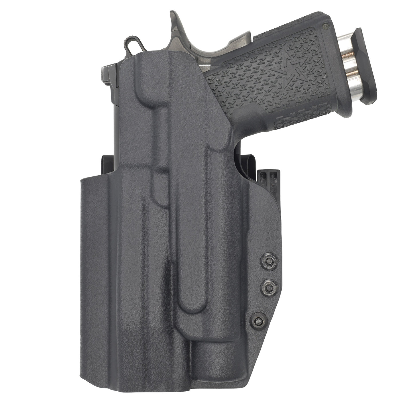 C&G holsters Custom IWB Tactical ALPHA UPGRADE 1911/2011 Streamlight TLR1 in holstered position back view