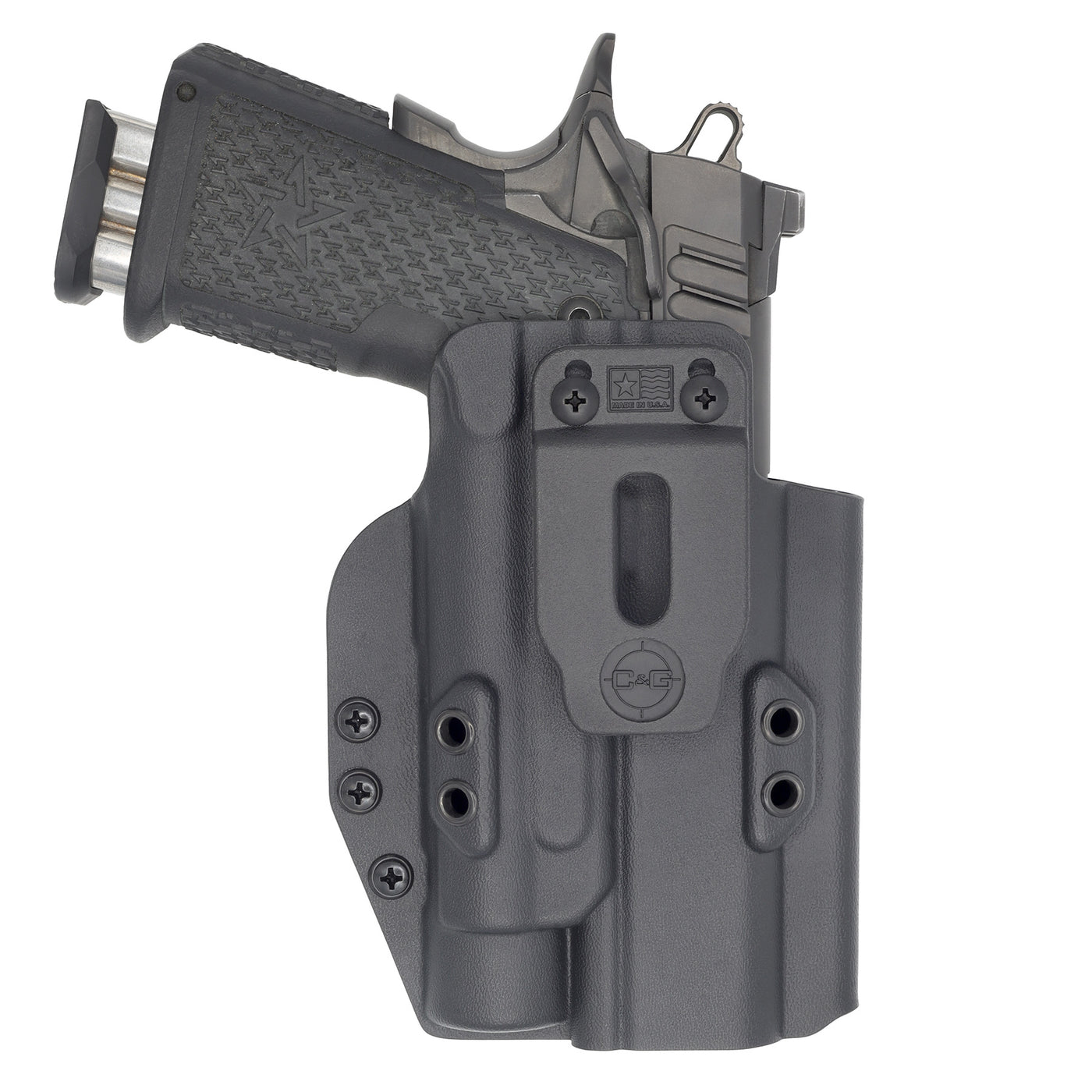 C&G holsters Custom IWB Tactical 1911/2011 Streamlight TLR1 in holstered position