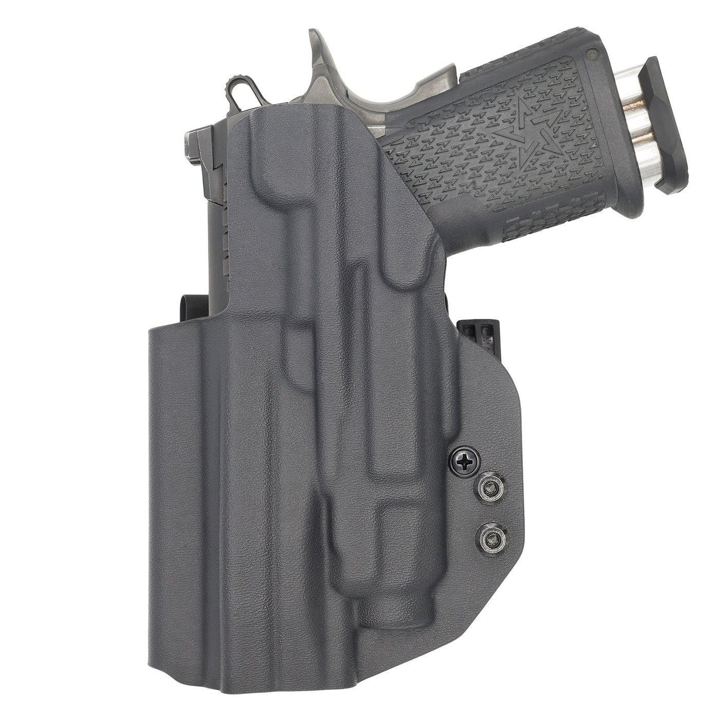 C&G Holsters custom IWB ALPHA UPGRADE Tactical 2011 Streamlight TLR7/a in holstered position back view