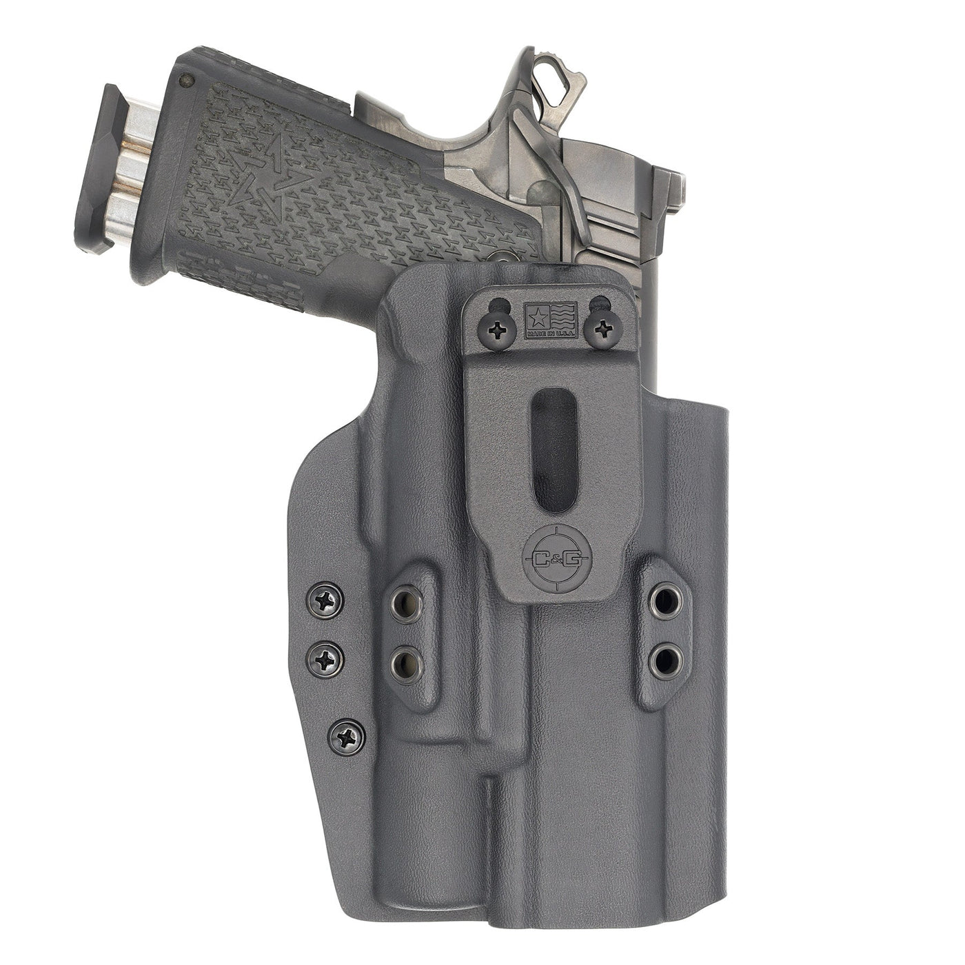 C&G Holsters Quickship IWB Tactical 1911 DS Prodigy Surefire X300 in holstered position