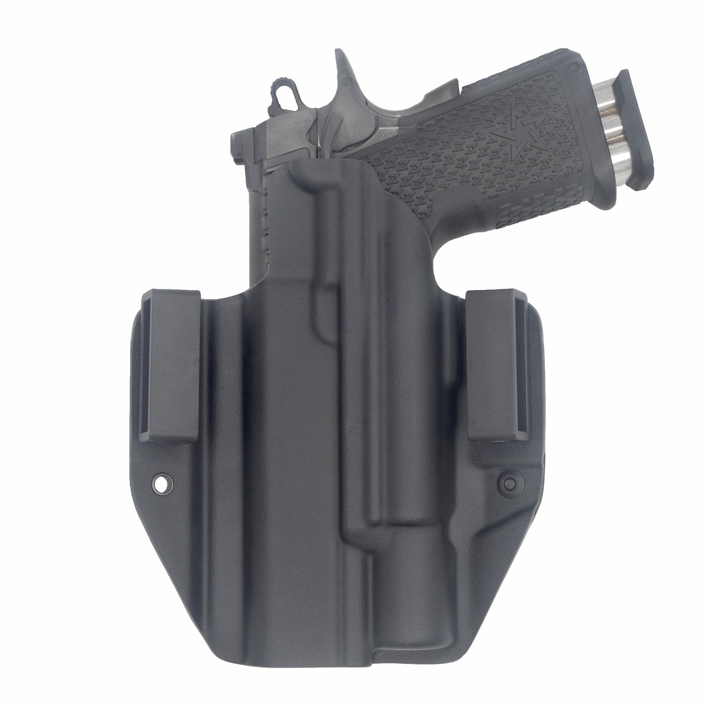 C&G Holsters Quickship OWB Tactical 1911 DS Prodigy Surefire X300 in holstered position back view