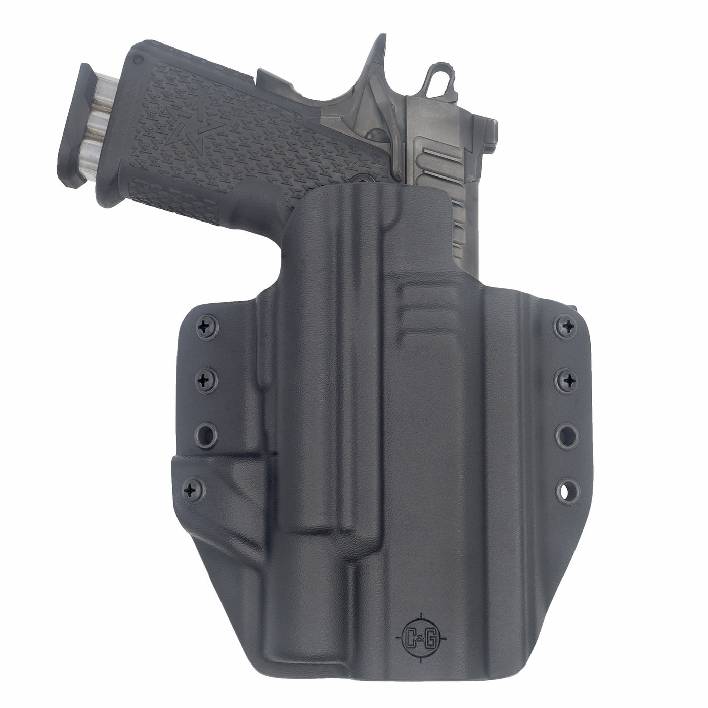 C&G Holsters Quickship OWB Tactical 1911 Surefire X300 in holstered position