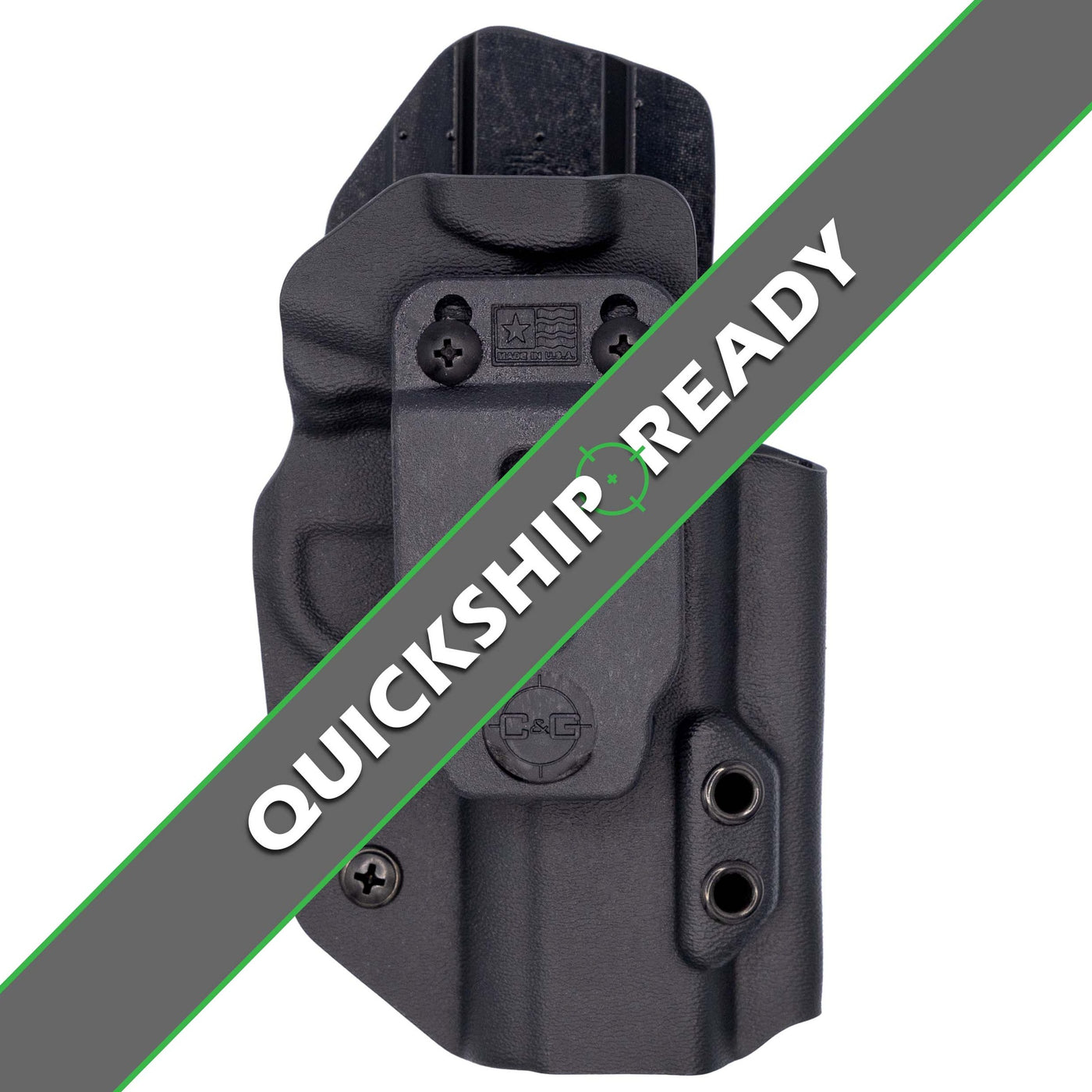1911 3.5" IWB Covert Kydex Holster with the Quickship banner overlay showing that it ships within 0-5 business days