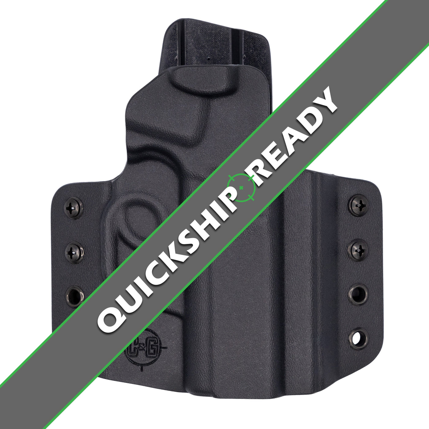 Shown is a quickship C&G Holster Covert series outside the waistband holster for a Springfield Armory EMP.