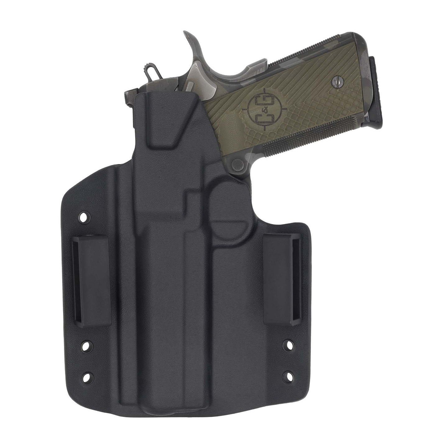 Shown is the custom C&G Holsters OWB Outside the waistband Holster for the Springfield TRP 1911.