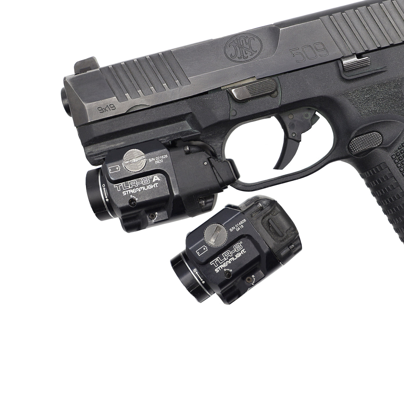 FN 509 firearm with streamight TLR8 weapon light