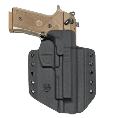 This is the front of a custom C&G Holsters outside the waistband holster for the Beretta