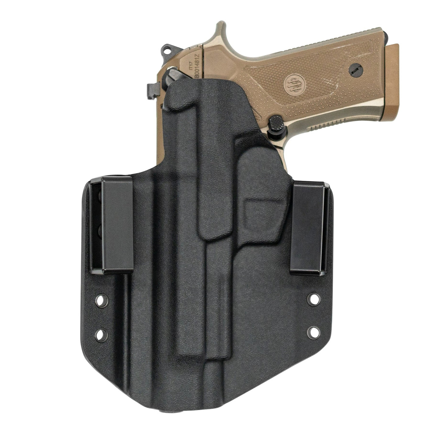 This the rear of a custom C&G Holsters outside the waistband holster for the Beretta