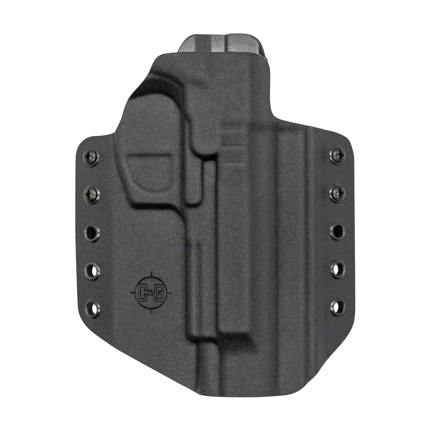 This is a custom C&G Holsters outside the waistband holster for the Beretta