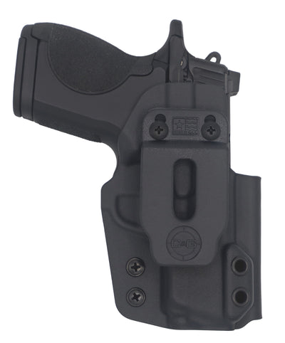 This is the C&G Holsters Inside the waistband Covert series holster for the Smith & Wesson CSX in right hand and black with the gun.