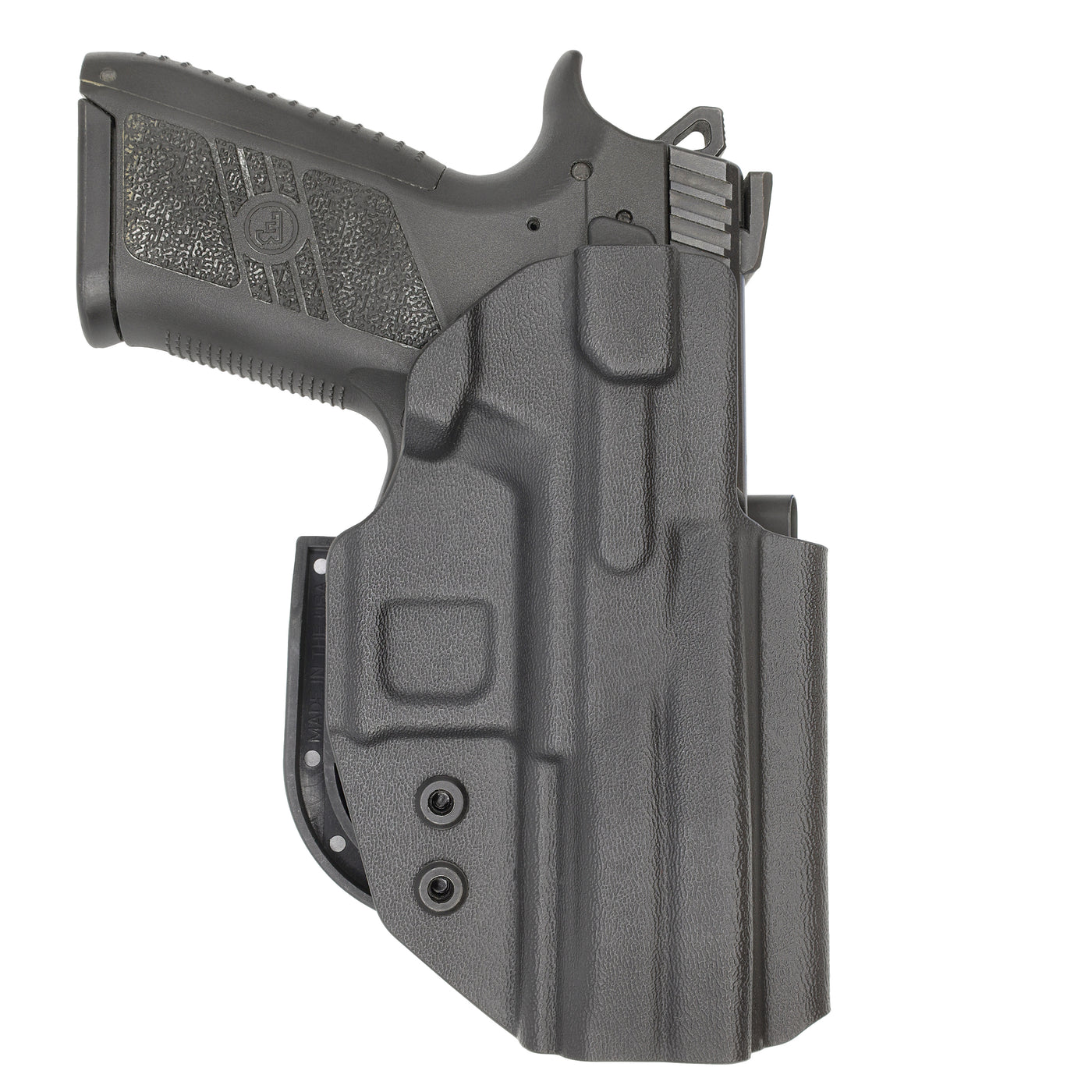 C&G Holsters Quickship IWB ALPHA UPGRADE Covert CZ P07 in holstered position LEFT HAND back view