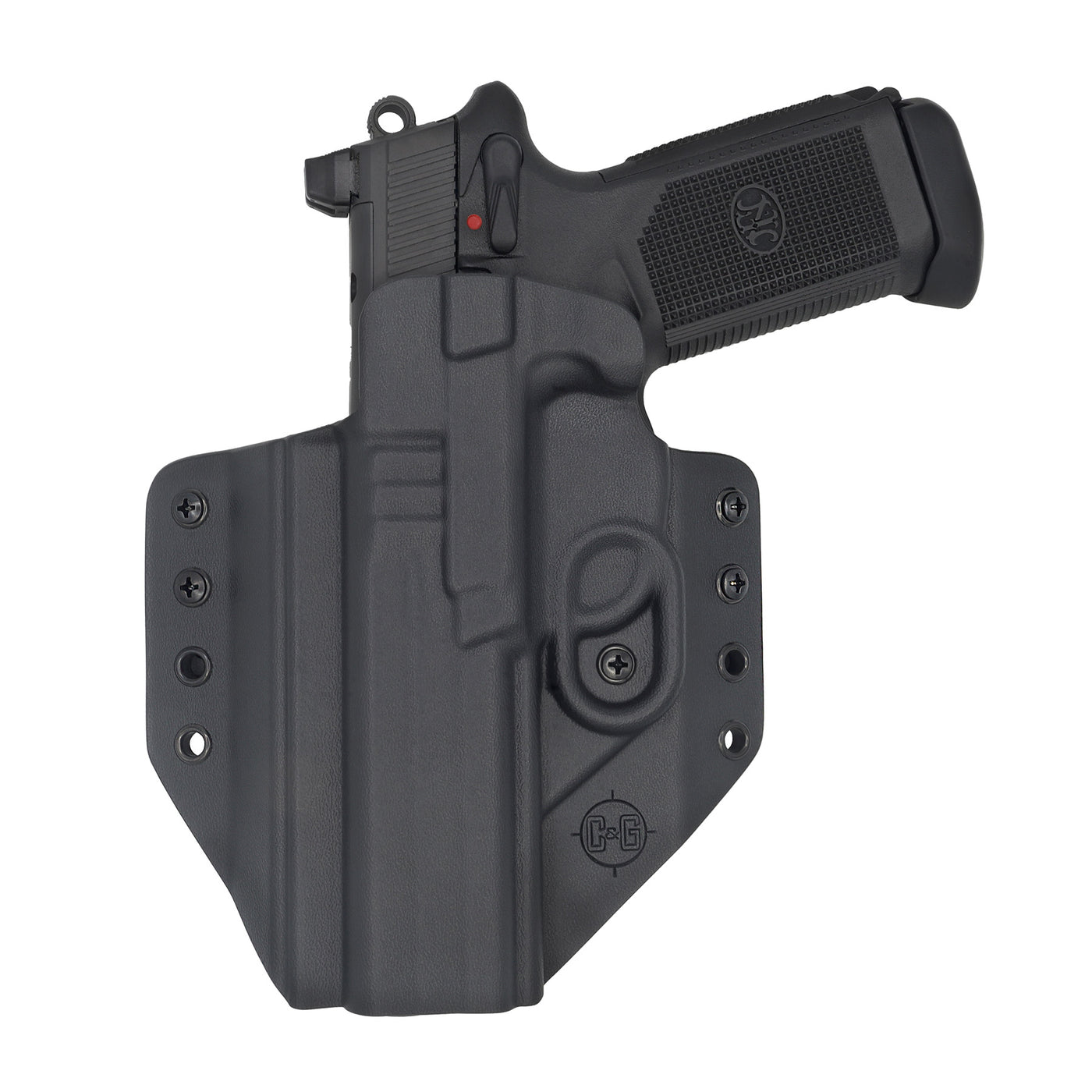 This is the C&G Holsters Left hand outside the waistband Covert series holster for the FNH FNX45T with the gun