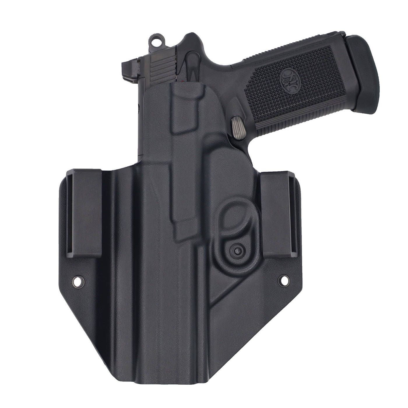 This is the rear of the C&G Holsters outside the waistband Covert series holster for the FNH FNX45T with the gun