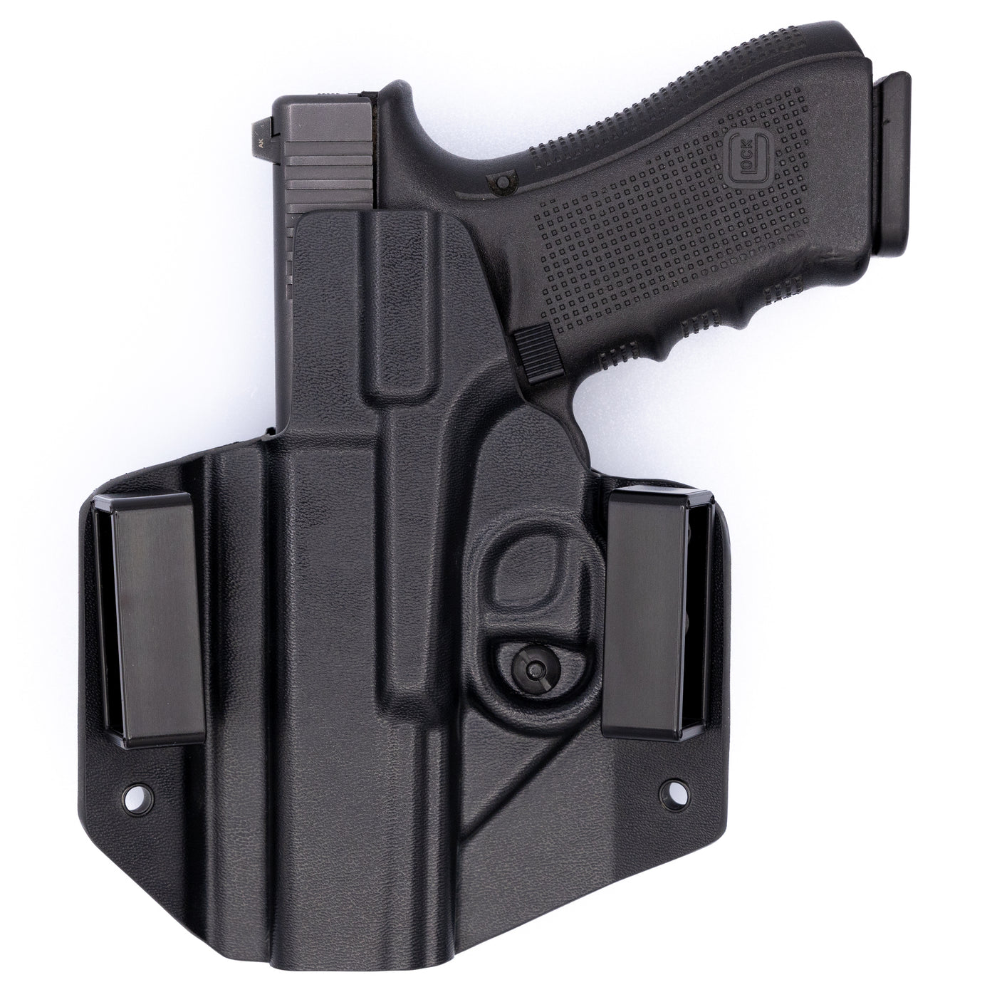 This is the rear of the C&G Holsters outside the waistband Covert series holster for the Glock 19