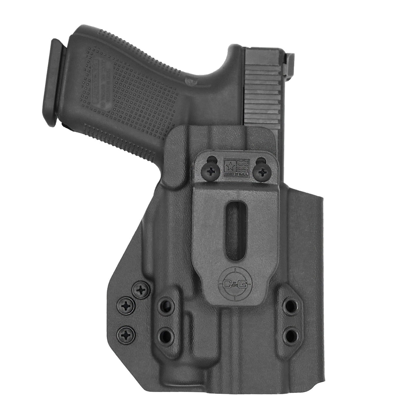 C&G Holsters custom IWB Tactical OZ9/c streamlight tlr7/a in holstered position