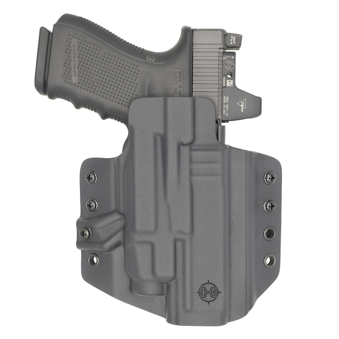 C&G Holsters custom OWB Tactical OZ9/c streamlight TLR7/a in holstered position
