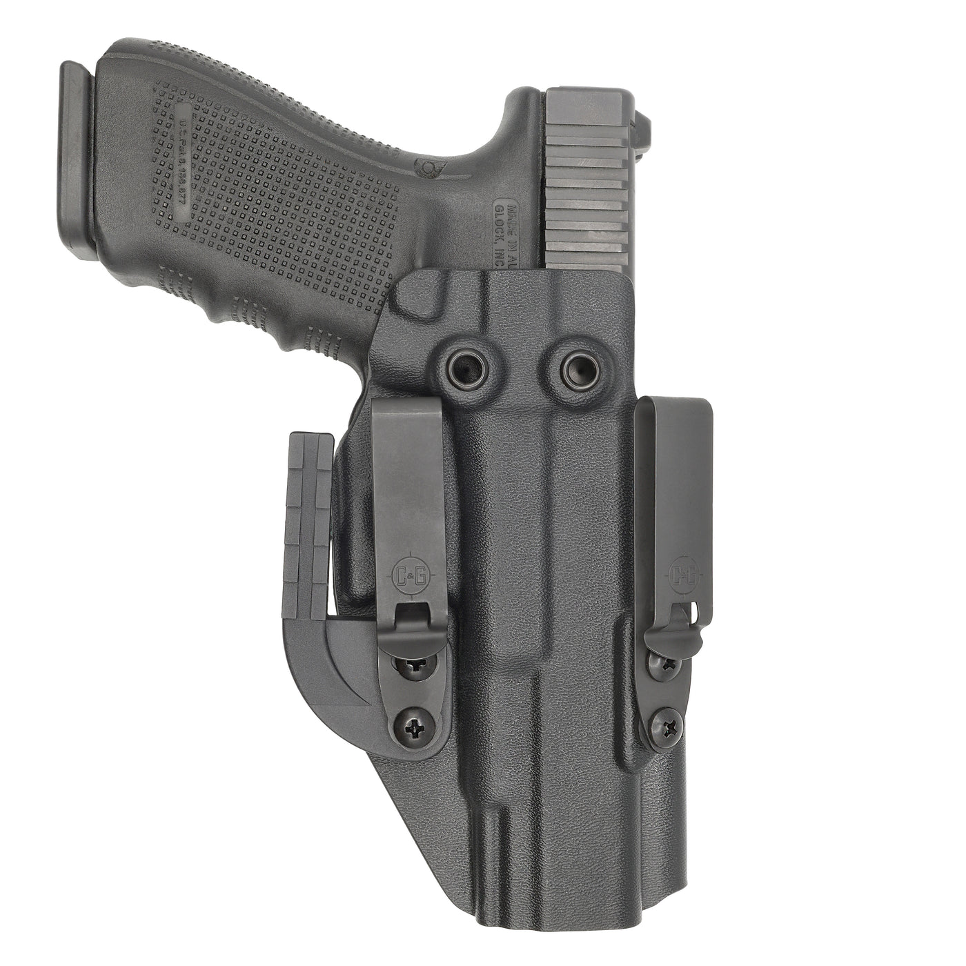 C&G Holsters custom IWB ALPHA UPGRADE covert Glock 20/21 in holstered position