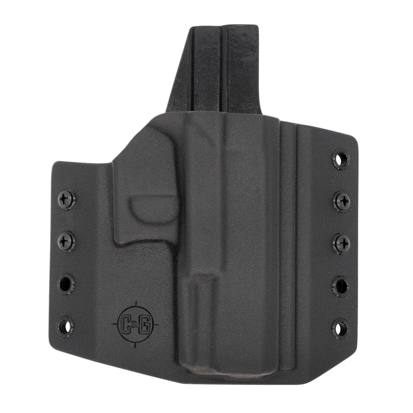 This is the custom C&G Holsters outside the waistband holster for a Glock 30.