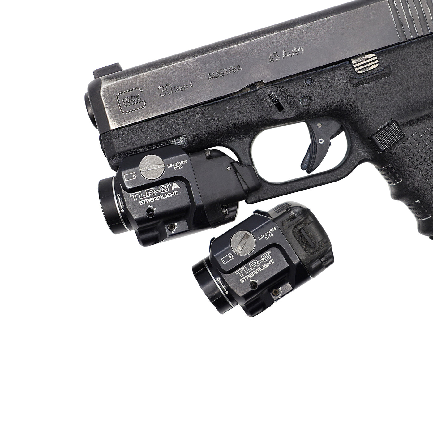 Glock 29/30 firearm with streamlight TLR8 weapon light