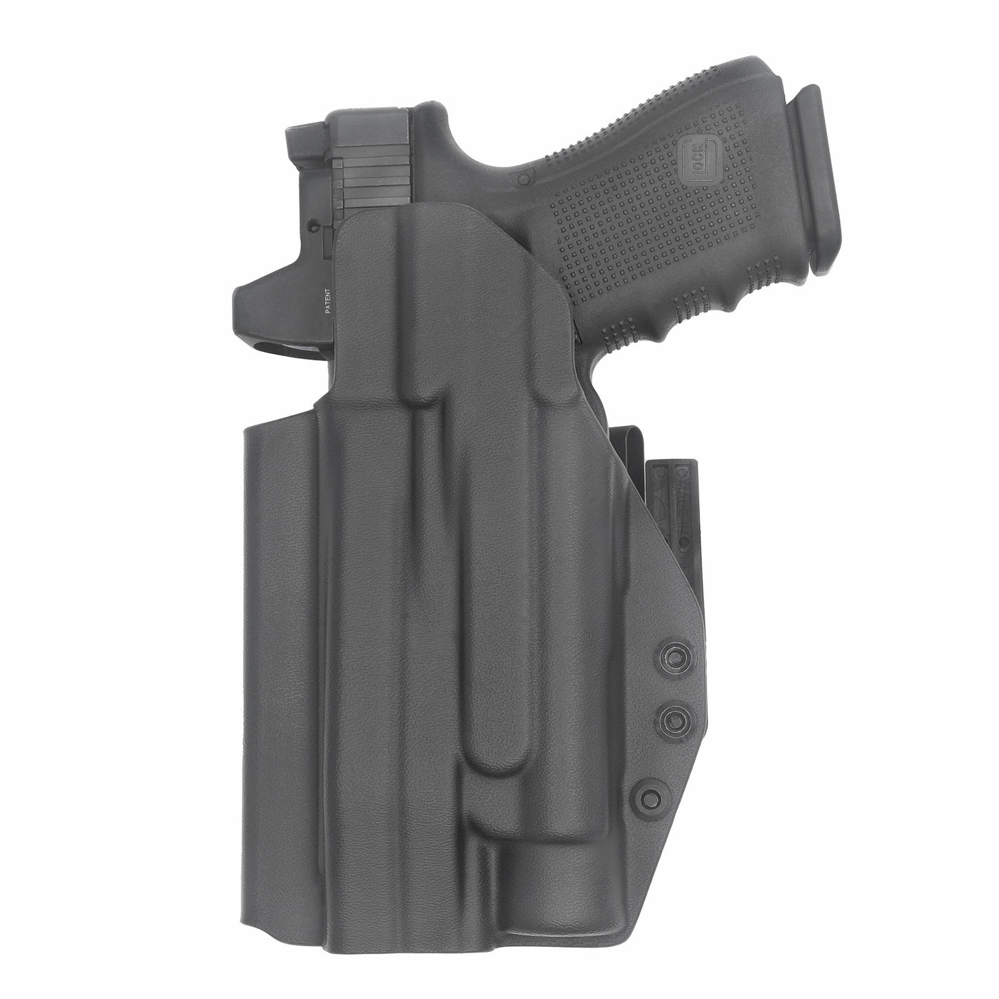 C&G Holsters custom IWB ALPHA UPGRADE tactical Shadow Systems Streamlight TLR1 holstered back view