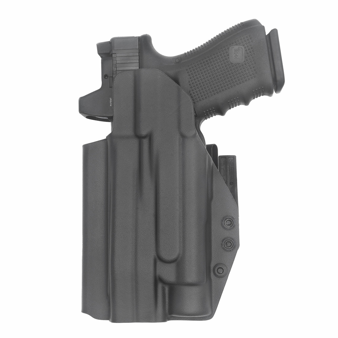 C&G Holsters Quickship IWB ALPHA UPGRADE Tactical Glock Streamlight TLR1/HL in holstered position back view