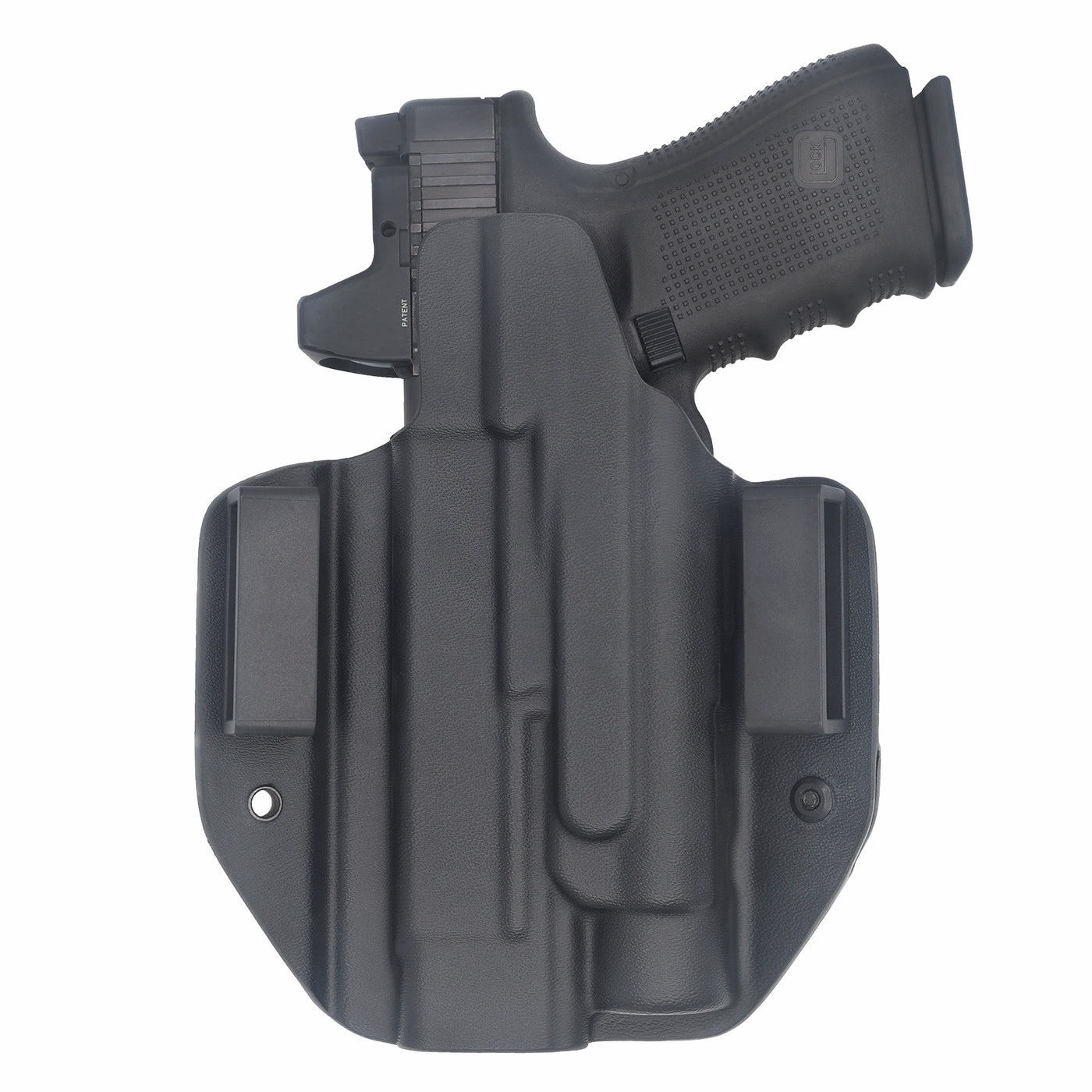 C&G Holsters quickship OWB Tactical Glock 20/21 Streamlight TLR1 in holstered position back view