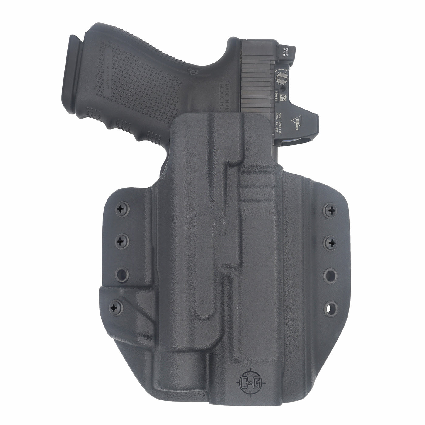 C&G Holsters Custom OWB Tactical Glock Streamlight TLR1/HL in holstered position