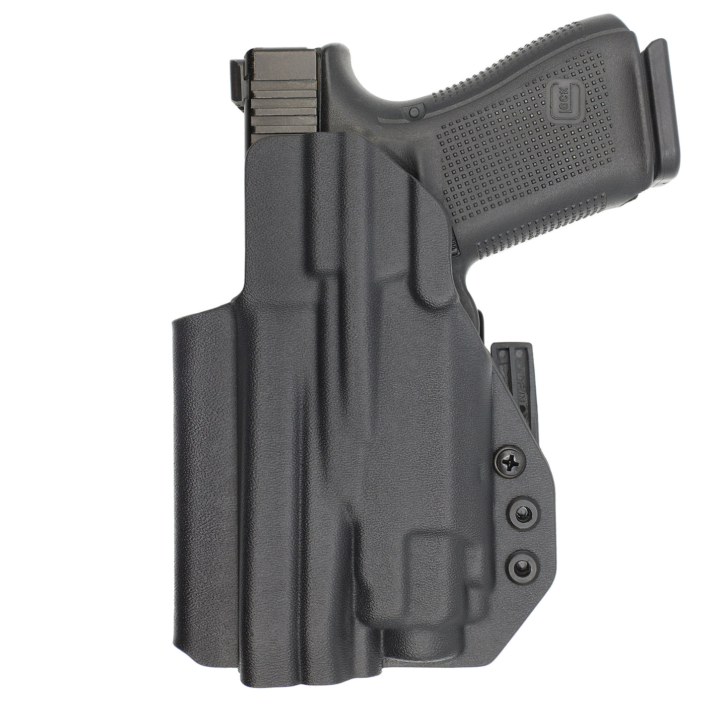 C&G Holsters custom IWB ALPHA UPGRADE tactical CZ P10/c streamlight TLR8 holstered back view