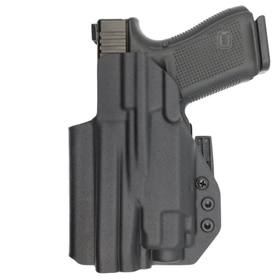 C&G Holsters quickship IWB ALPHA UPGRADE Tactical ZEV OZ9/c streamlight TLR8 holstered back view