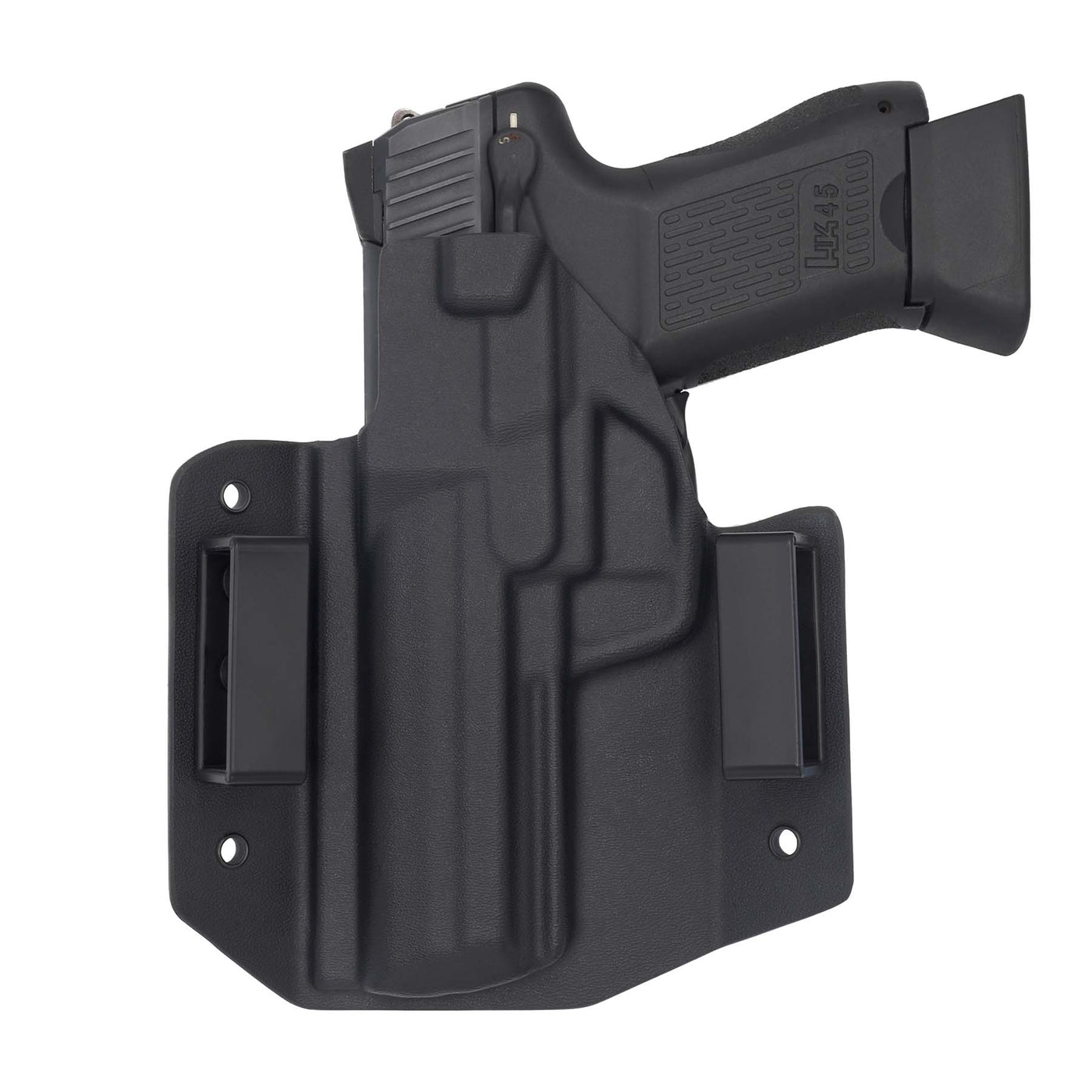 This is the back of a quickship C&G Holsters OWB Outside the waistband Holster for the Heckler and Koch HK45c.