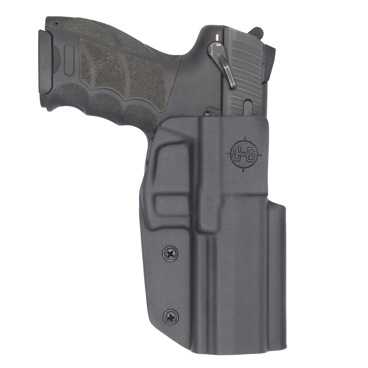 Heckler & Koch P30L Compitetion holster for USPSA, IDPA and 3-Gun. With Gun Front View.