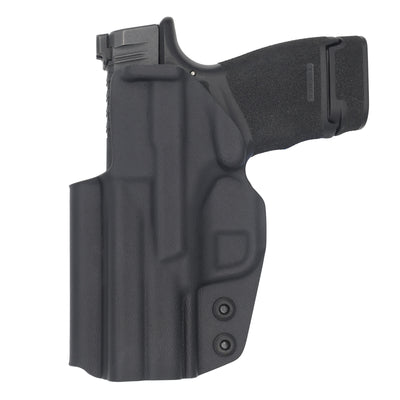 Springfield Hellcat IWB kydex holster made by C and G Holsters. Photo is of the rear with the Hellcat in the holstered position