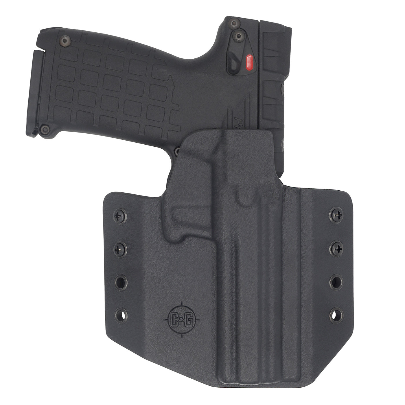 The custom C&G Holsters Outside the waistband for the Kel-Tec PMR-30.