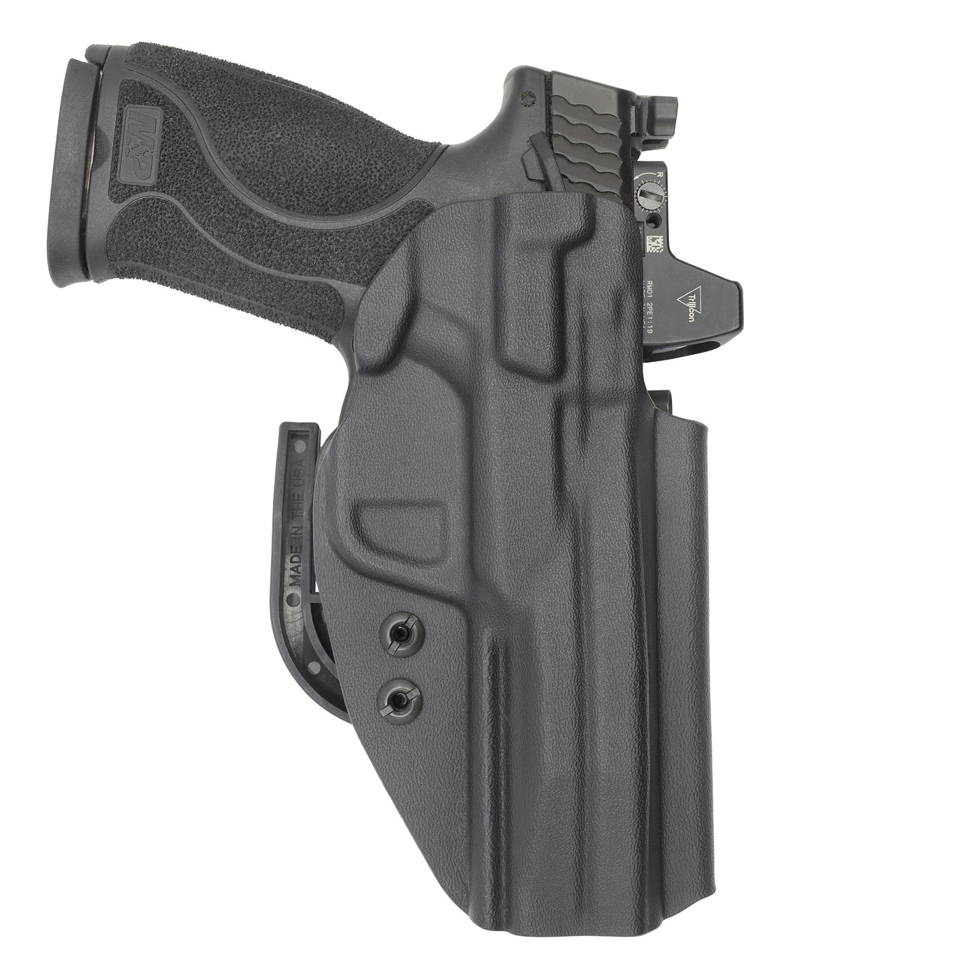 C&G Holsters quickship IWB ALPHA UPGRADE Covert M&P 10/45 4.6" LEFT HAND in holstered position back view