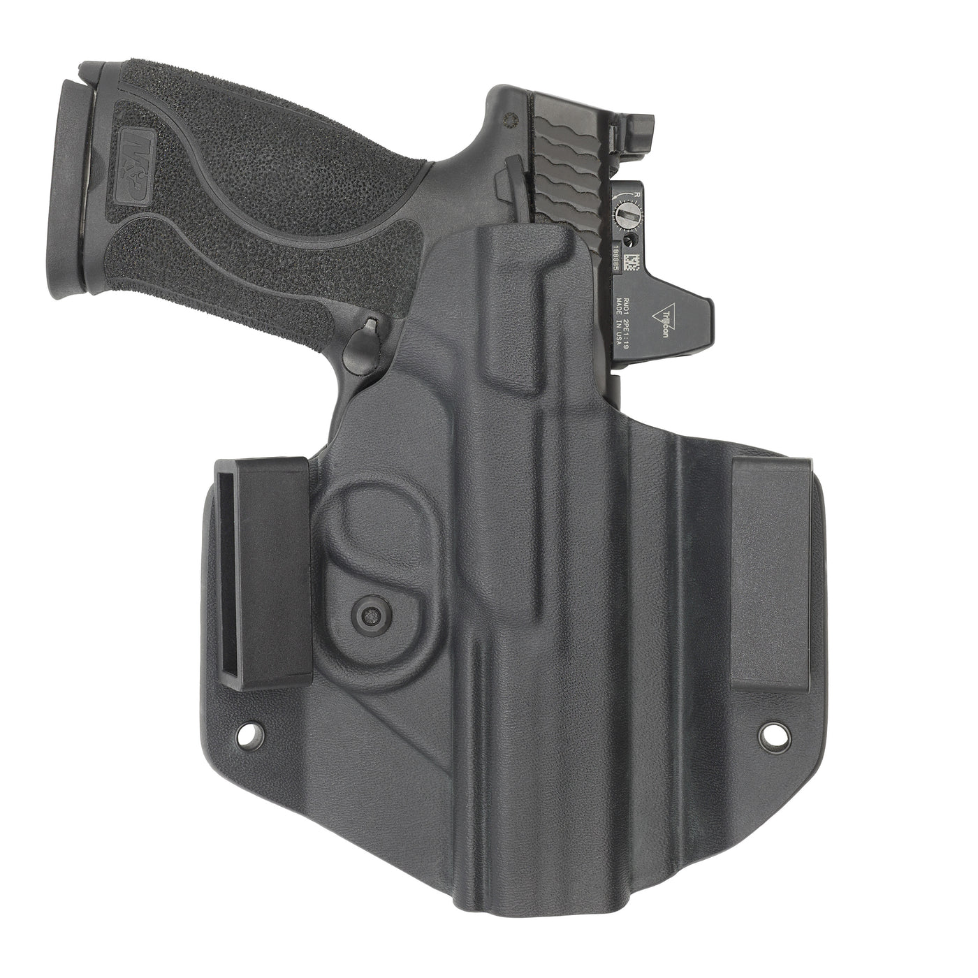 C&G Holsters custom OWB Covert S&W M&P 10/45 4.6" LEFT HAND in holstered position back view