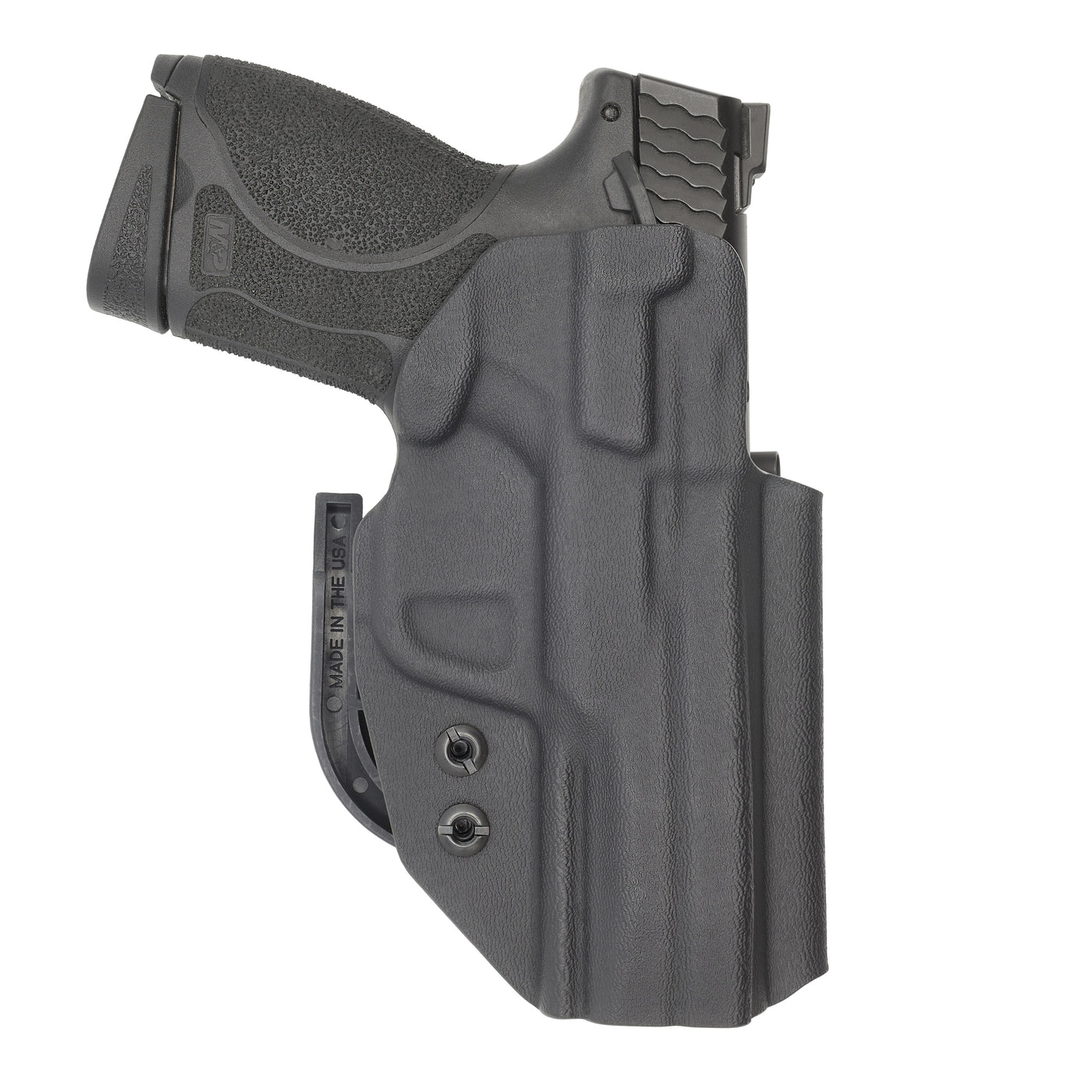 C&G Holsters quickship IWB ALPHA UPGRADE Covert M&P 10/45 4" LEFT HAND in holstered position back view