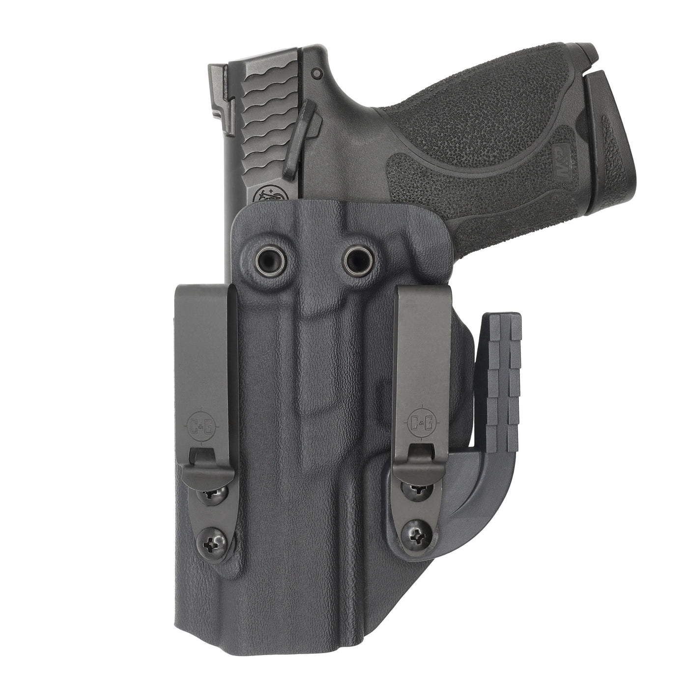 C&G Holsters quickship IWB ALPHA UPGRADE Covert M&P 10/45 4" LEFT HAND in holstered position