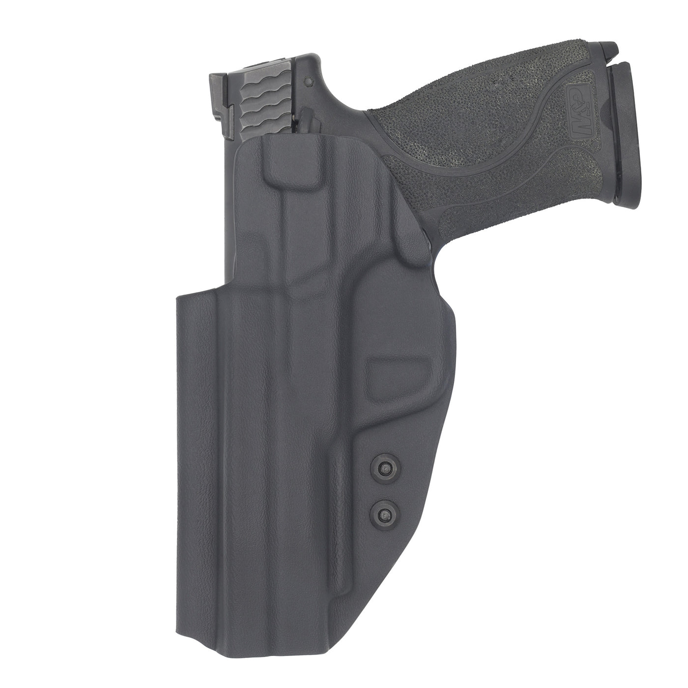 This is the back of the C&G Holsters covert series inside the waistband (IWB) holster for the Smith & Wesson M&P 9/40 4.25" in holstered position