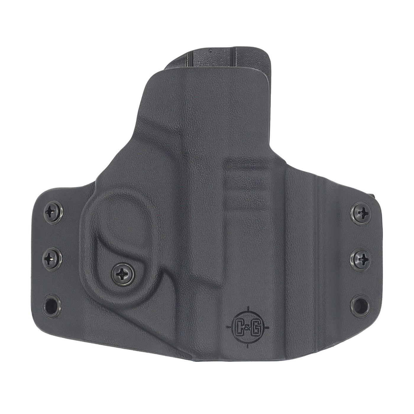 C&G Holsters quick ship Covert OWB kydex holster for Smith & Wesson M&P Shield 9/40 in black front view without gun