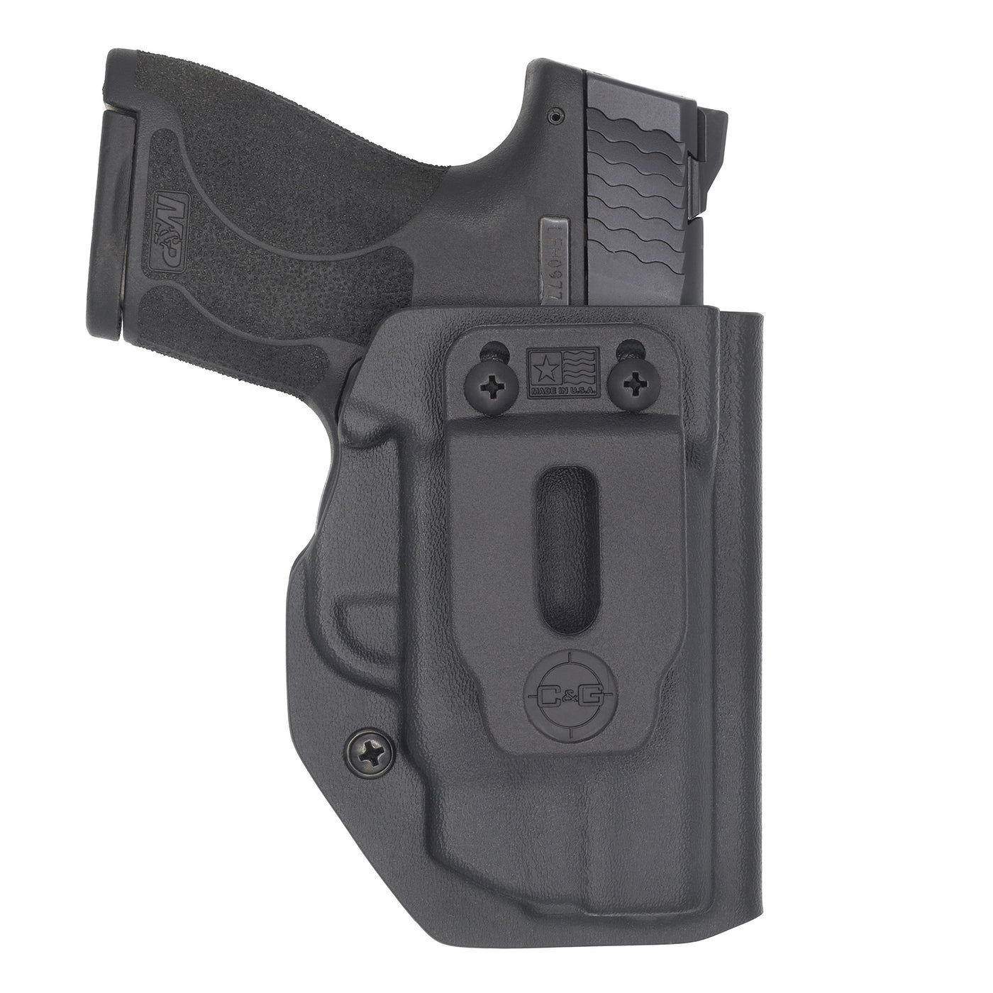C&G Holsters IWB custom inside the waistband Tactical Holster for the M&P Shield with Laser front with gun