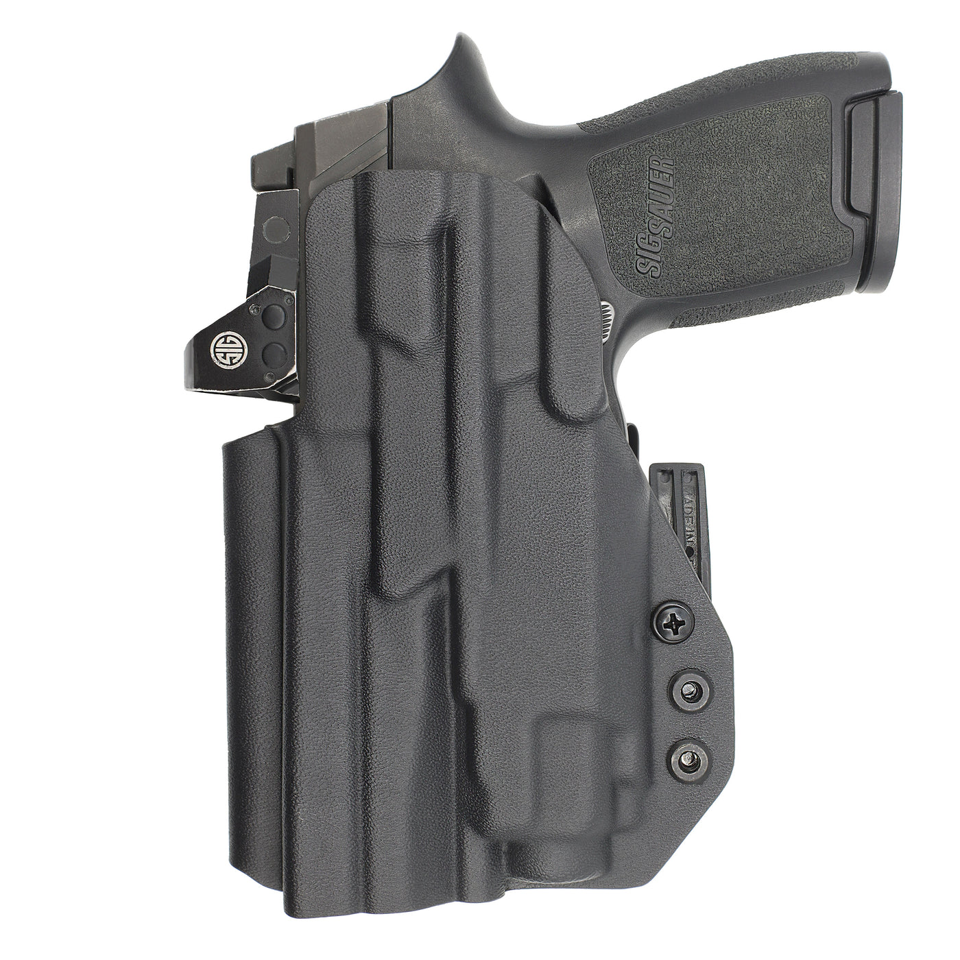C&G Holsters custom IWB ALPHA UPGRADE Tactical IWI Masada streamlight TLR8 holstered back view
