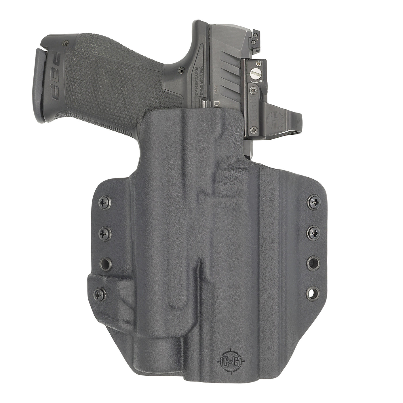 C&G Holsters Quickship OWB Tactical FN 509 Streamlight TLR1 in holstered position'